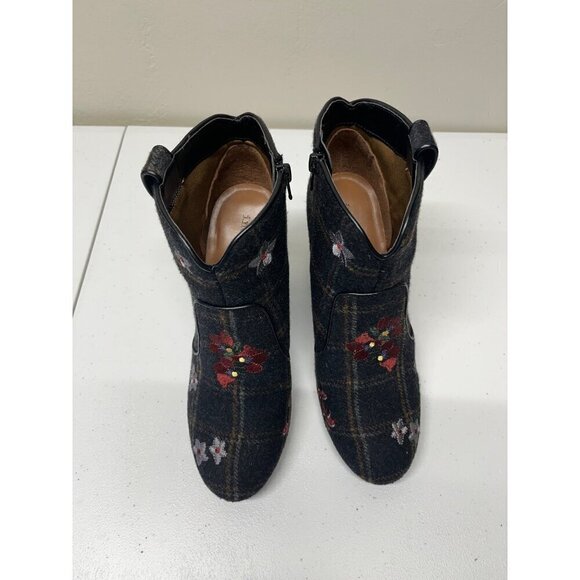 Indigo Rd Embroidered Floral Plaid Heeled Ankle Booties Womens 8.5M Irjuke - Picture 6 of 11